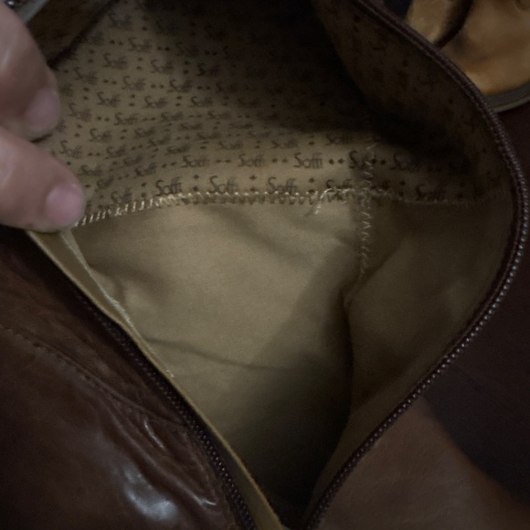 New brown leather wedge boots with side pocket that buttons closed size 7 1/2 - Picture 9 of 11